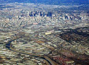 An aerial view of downtown Los Angeles where the Law Offices of Jerod Gunsberg is located in Los Angeles, CA